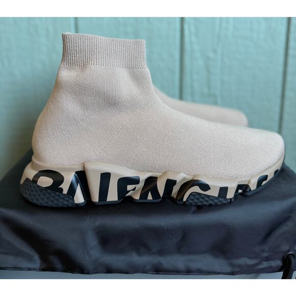 NEW Balenciaga \'Speed Graffiti\' Sock Sneakers Gray Mens 13 MSRP $895 main image 8